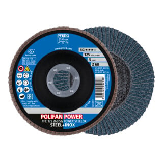 PFERD TOOLS POLIFAN POWER Fächerscheibe PFC 125x22,23 mm konisch Z60 SG STEELOX Stahl/Edelstahl (2)