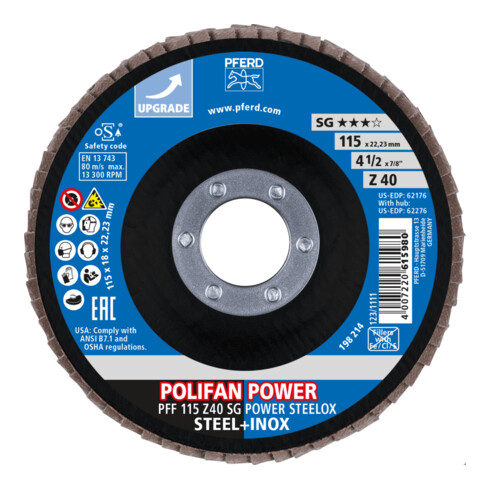 PFERD POLIFAN-Fächerscheibe PFF SG POWER STEELOX, flache Ausführung