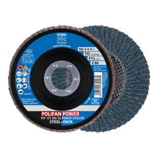 PFERD TOOLS POLIFAN-Fächerscheibe PFF SG POWER STEELOX, flache Ausführung
