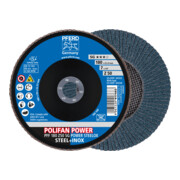 PFERD TOOLS POLIFAN POWER Fächerscheibe PFF 180x22,23 mm flach Z50 Leistungslinie SG STEELOX für Stahl/Edelstahl