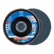 PFERD TOOLS POLIFAN POWER Fächerscheibe PFF125x22,23 mm flach Z50 Leistungslinie SG STEELOX für Stahl/Edelstahl
