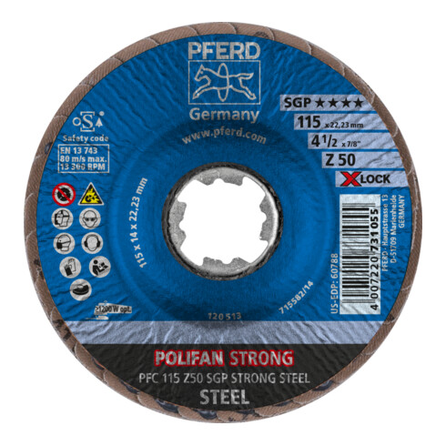 PFERD POLIFAN-Fächerscheibe PFC 115 Z36 SGP STRONG STEEL/X-LOCK