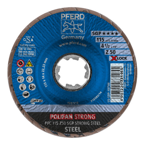 PFERD TOOLS POLIFAN-Fächerscheibe PFC 115 Z36 SGP STRONG STEEL/X-LOCK
