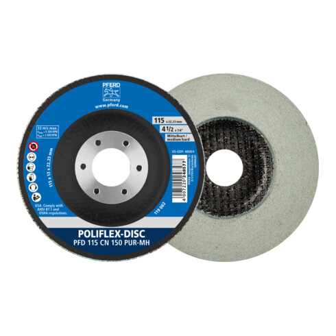 PFERD TOOLS Poliflex Disc PFD Ø 115x14 mm Bohrung-Ø 22,23 mm Bindung PUR Mittelhart SIC150