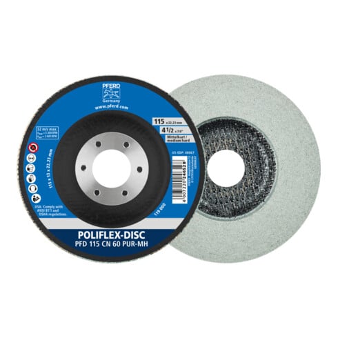 PFERD TOOLS Poliflex Disc PFD Ø 115x14 mm Bohrung-Ø 22,23 mm Bindung PUR Mittelhart SIC60