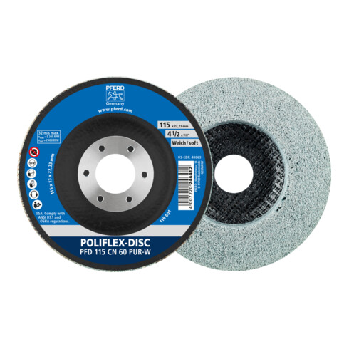 PFERD TOOLS Poliflex Disc PFD Ø 115x14 mm Bohrung-Ø 22,23 mm Bindung PUR Weich SIC60