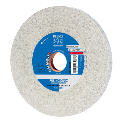 PFERD TOOLS POLINOX Gewickeltes Vlies-Rad PNK Ø 150x13 mm Bohrung-Ø 25,4 mm Hart SIC Fein für Finish