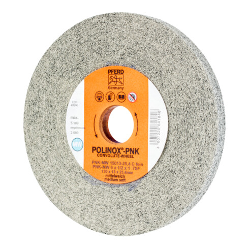 PFERD TOOLS POLINOX Gewickeltes Vlies-Rad PNK Ø 150x13 mm Bohrung-Ø 25,4 mm Mittelweich SIC Fein für Finish