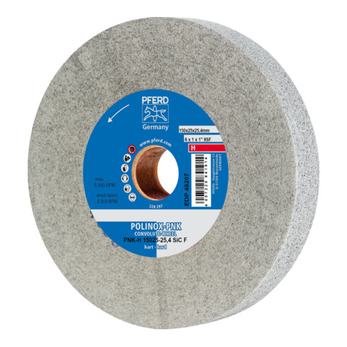 PFERD TOOLS POLINOX Gewickeltes Vlies-Rad PNK Ø 150x25 mm Bohrung-Ø 25,4 mm Hart SIC Fein für Finish