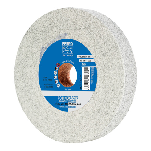 PFERD TOOLS POLINOX Gewickeltes Vlies-Rad PNK Ø 150x25 mm Bohrung-Ø 25,4 mm Mittelhart A Grob für Finish