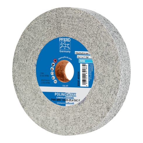 PFERD TOOLS POLINOX Gewickeltes Vlies-Rad PNK Ø 150x25 mm Bohrung-Ø 25,4 mm Mittelweich SIC Fein für Finish