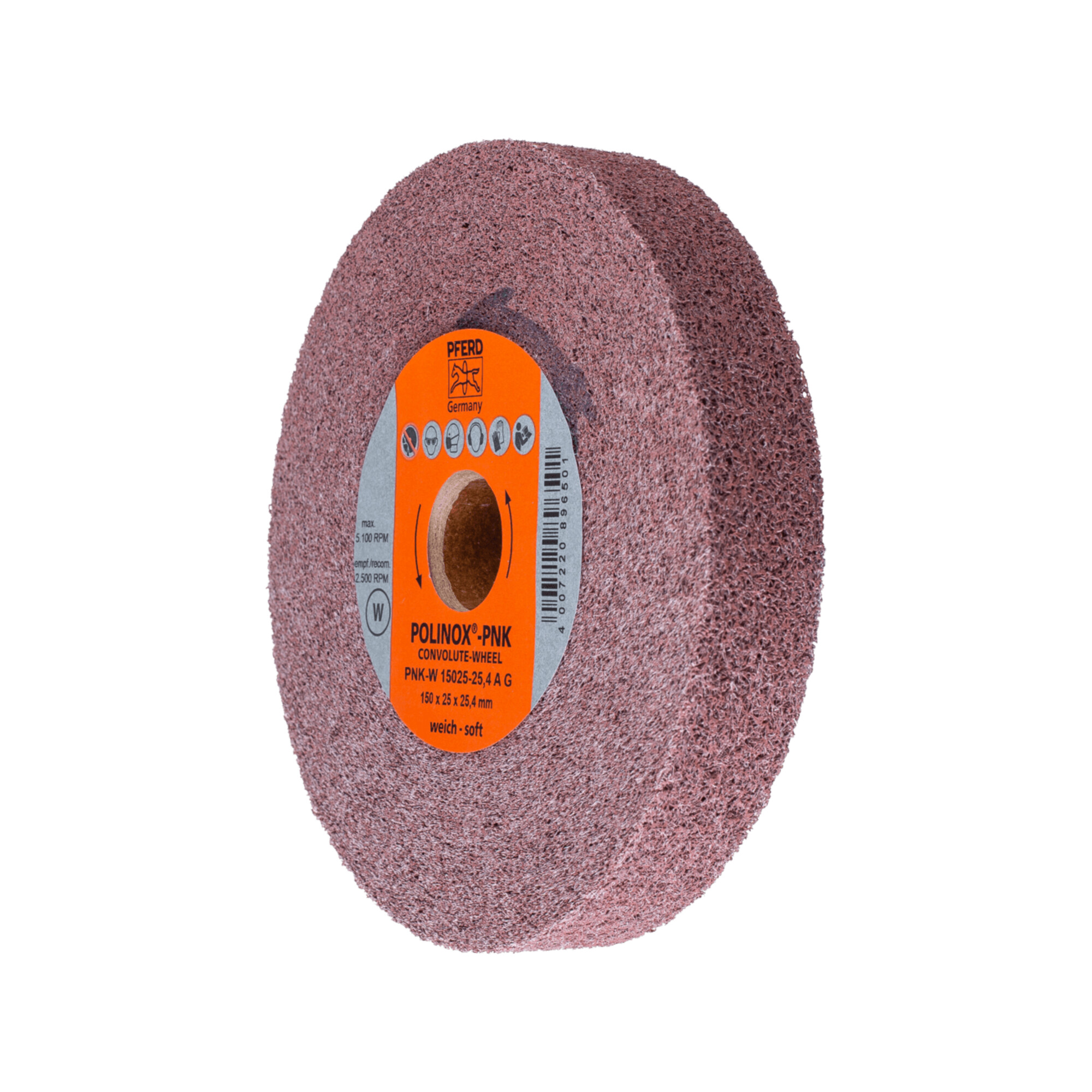 PFERD TOOLS POLINOX Gewickeltes Vlies-Rad PNK Ø 150x25 mm Bohrung-Ø 25,4 mm Weich A Grob für Finish