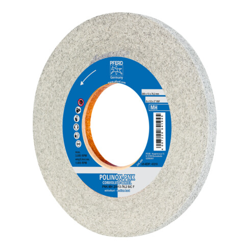 PFERD TOOLS POLINOX Gewickeltes Vlies-Rad PNK Ø 200x13 mm Bohrung-Ø 76,2 mm Mittehart SIC Fein für Finish