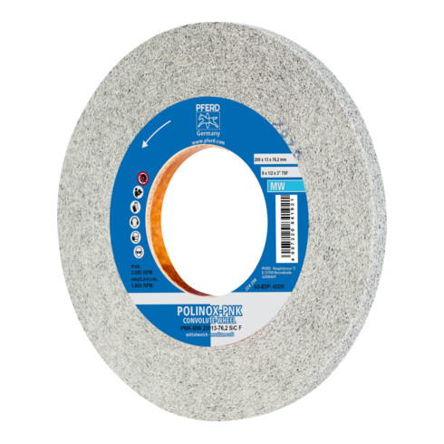 PFERD TOOLS POLINOX Gewickeltes Vlies-Rad PNK Ø 200x13 mm Bohrung-Ø 76,2 mm Mittelweich SIC Fein für Finish