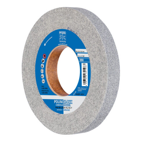 PFERD TOOLS POLINOX Gewickeltes Vlies-Rad PNK Ø 200x25 mm Bohrung-Ø 76,2 mm Mittehart SIC Fein für Finish