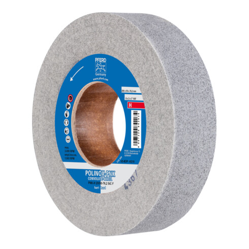 PFERD TOOLS POLINOX Gewickeltes Vlies-Rad PNK Ø 200x50mm Bohrung-Ø 76,2 mm Hart SIC Fein für Finish