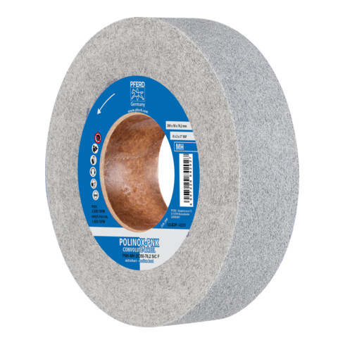 PFERD TOOLS POLINOX Gewickeltes Vlies-Rad PNK Ø 200x50mm Bohrung-Ø 76,2 mm Mittehart SIC Fein für Finish