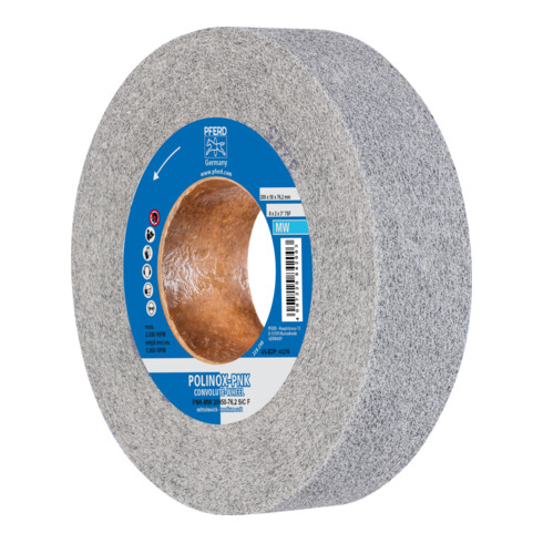 PFERD TOOLS POLINOX Gewickeltes Vlies-Rad PNK Ø 200x50mm Bohrung-Ø 76,2 mm Mittelweich SIC Fein für Finish