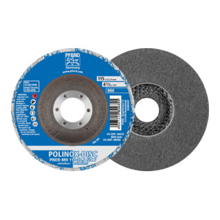PFERD TOOLS POLINOX verpresste Vlies-Disc PNER Ø 115 mm Bohrung-Ø 22,23 mm Mittehart SIC Fein für Finish