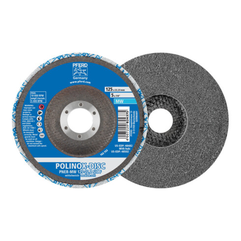PFERD TOOLS POLINOX verpresste Vlies-Disc PNER Ø 125 mm Bohrung-Ø 22,23 mm Mittelweich SIC Fein für Finish