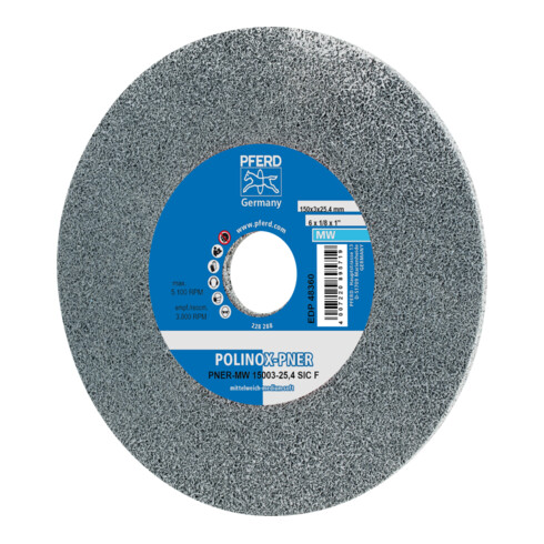 PFERD TOOLS POLINOX verpresstes Vlies-Rad PNER Ø 150x3 mm Bohrung-Ø 25,4 mm Mittelweich SIC Fein für Finish