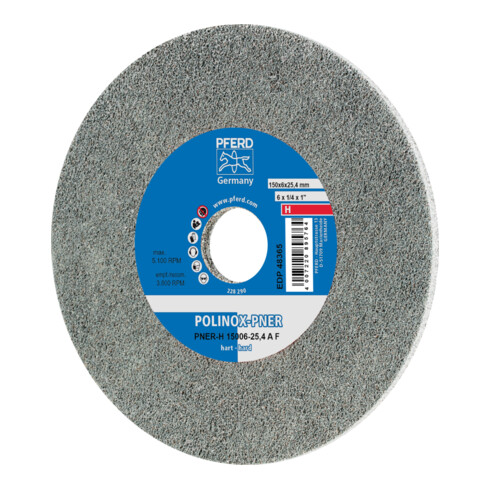 PFERD TOOLS POLINOX verpresstes Vlies-Rad PNER Ø 150x6 mm Bohrung-Ø 25,4 mm Hart A Fein für Finish