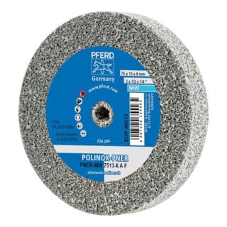 PFERD TOOLS POLINOX verpresstes Vlies-Rad PNER Ø 75x13 mm Bohrung-Ø 6 mm Mittelweich A Fein für Finish