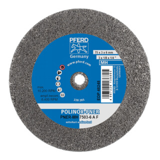 PFERD TOOLS POLINOX verpresstes Vlies-Rad PNER Ø 75x3 mm Bohrung-Ø 6 mm Mittelhart A Fein für Finish