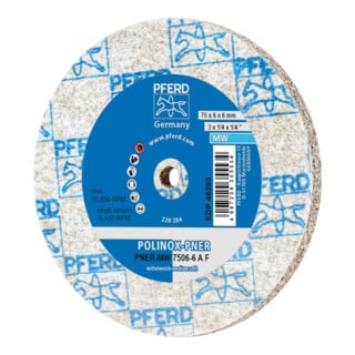 PFERD TOOLS POLINOX verpresstes Vlies-Rad PNER Ø 75X6 mm Bohrung-Ø 6 mm Mittelweich A Fein für Finish
