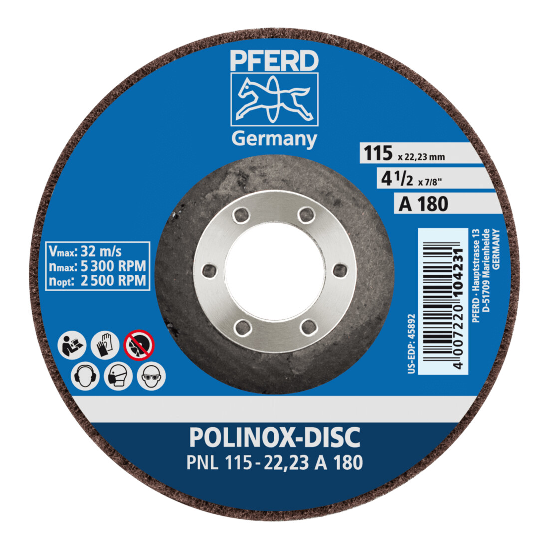 PFERD TOOLS POLINOX-Schleifdisc PNL 115-22,23 A 100