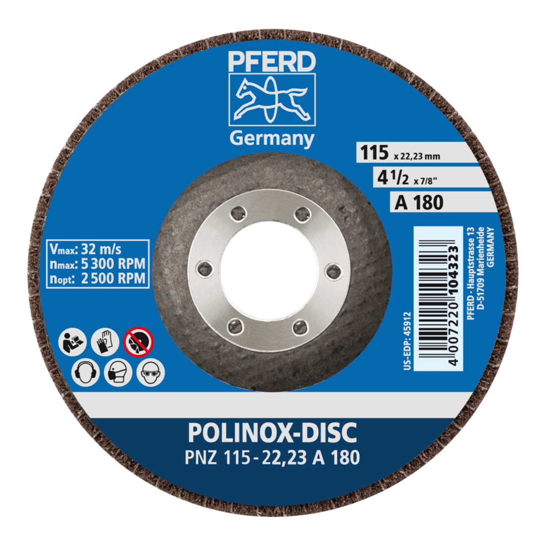 PFERD TOOLS POLINOX-Schleifdisc PNZ 115-22,23 A 100