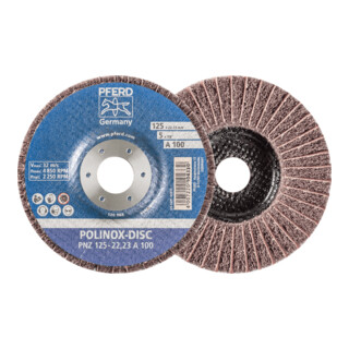 PFERD TOOLS POLINOX Vlies-Schleifdisc PNZ Ø 125 mm Bohrung-Ø 22,23 mm A100 für Feinschliff und Finish