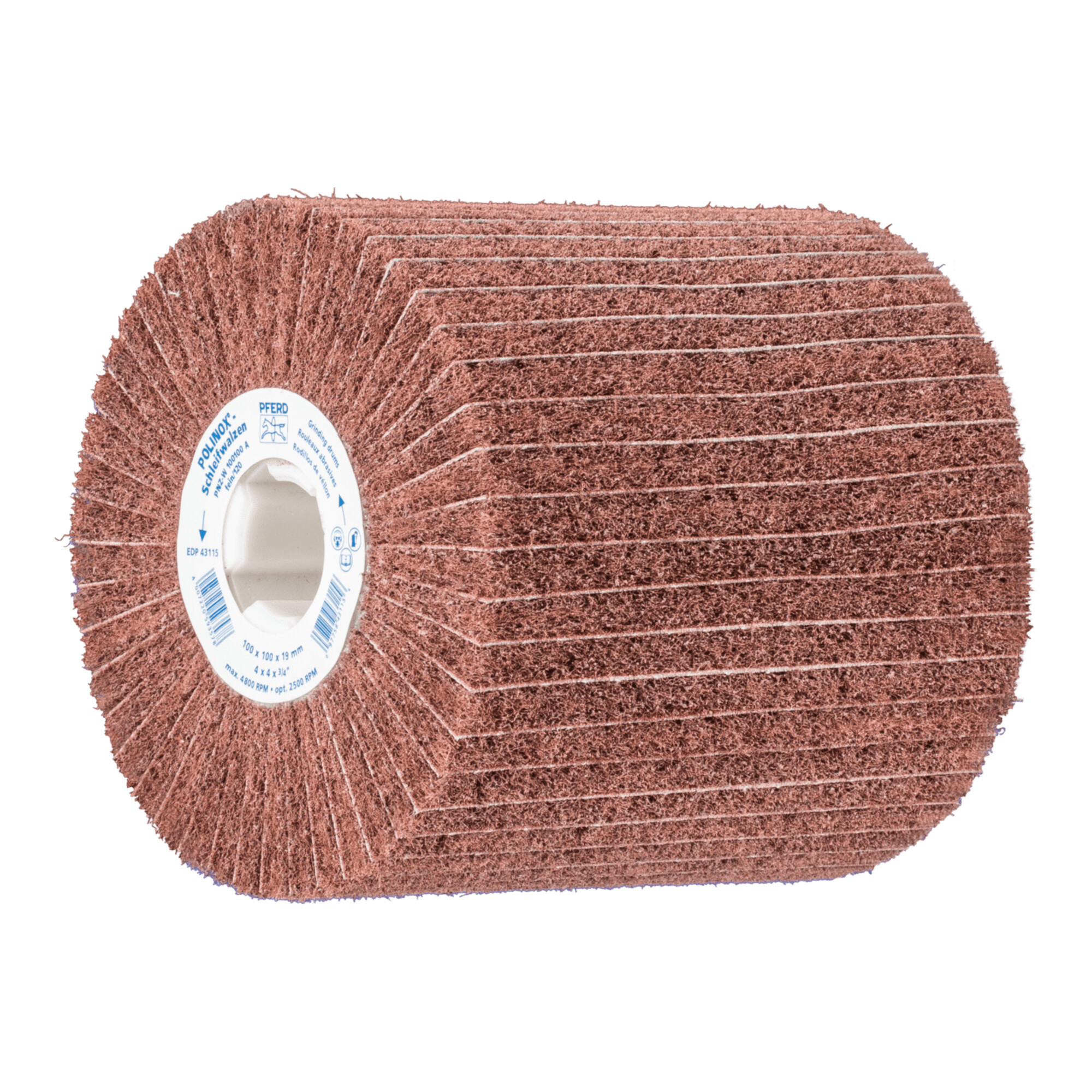 PFERD TOOLS POLINOX Vlies-Schleifwalze PNZ Ø 100x100mm Keilnut 19 mm A120/F für Feinschliff und Finish