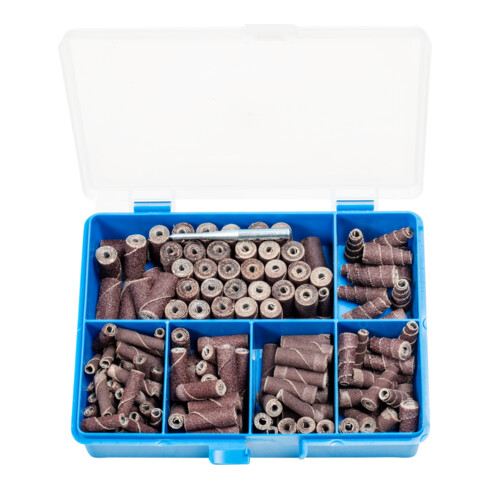 PFERD TOOLS POLIROLL-SET Inhalt 150 Stk. zylindrische und konische Schleifrollen mit Werkzeughalter