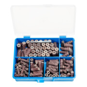 PFERD TOOLS POLIROLL-SET Inhalt 150 Stk. zylindrische und konische Schleifrollen mit Werkzeughalter