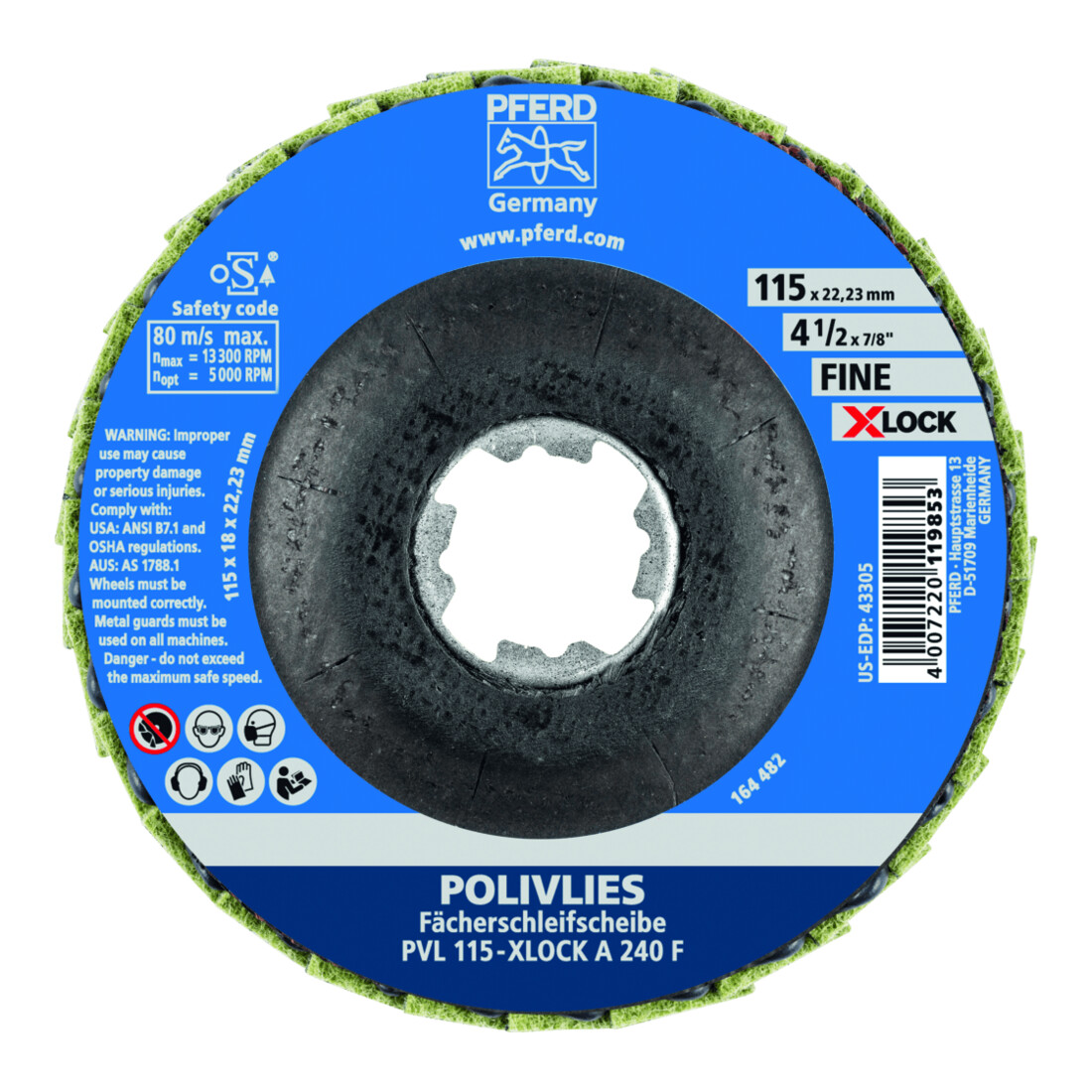 PFERD TOOLS POLIVLIES-Fächerscheibe PVL 115-X-LOCK A 100 G