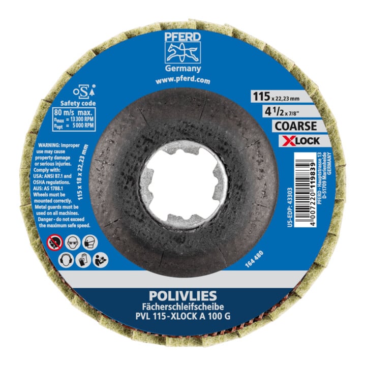 PFERD TOOLS POLIVLIES-Fächerscheibe PVL 115-X-LOCK A 100 G