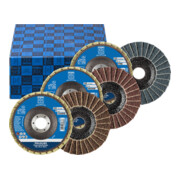 PFERD TOOLS POLIVLIES-Fächerscheiben-Set PVL 3-tlg. Korund Ø 125 mm Bohrung Ø 22,23 mm A100,180,280