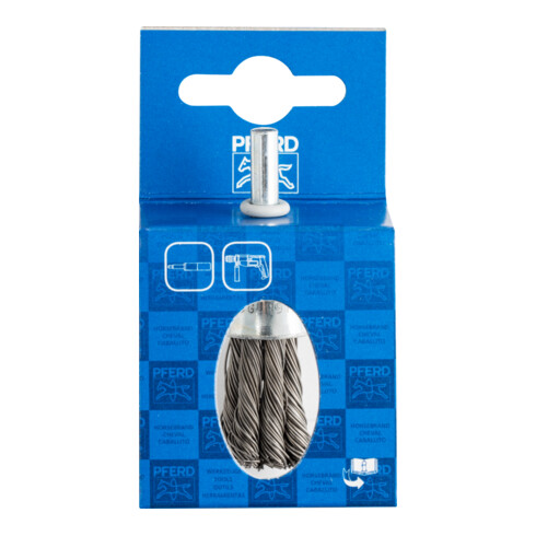 PFERD TOOLS POS Pinselbürste gezopft PBG Ø19 mm Schaft-Ø6 mm Stahl-Draht-Ø0,50
