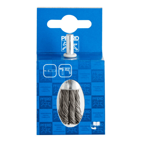 PFERD TOOLS POS Pinselbürste gezopft PBG Ø19 mm Schaft-Ø6 mm Stahl-Draht-Ø0,50