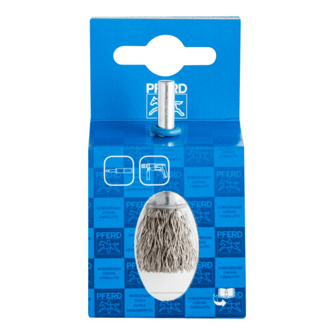PFERD TOOLS POS Pinselbürste ungezopft PBU Ø 15 mm Schaft-Ø 6 mm Edelstahl-Draht-Ø 0,35 mm (10)