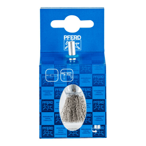 PFERD TOOLS POS Pinselbürste ungezopft PBU Ø15 mm Schaft-Ø6 mm Edelstahl-Draht-Ø0,20