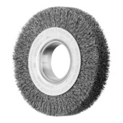 PFERD TOOLS POS Rundbürste breit ungezopft RBU Ø150x38xvariable Bohrung Stahl-Draht-Ø0,30 Schleifbock