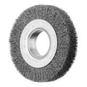 PFERD TOOLS POS Rundbürste breit ungezopft RBU Ø150x38xvariable Bohrung Stahl-Draht-Ø0,30 Schleifbock