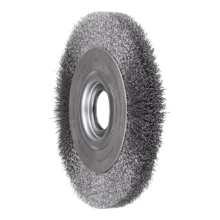 PFERD TOOLS POS Rundbürste breit ungezopft RBU Ø250x30xvariable Bohrung Stahl-Draht-Ø0,30 Schleifbock