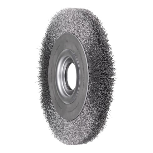 PFERD TOOLS POS Rundbürste breit ungezopft RBU Ø250x30xvariable Bohrung Stahl-Draht-Ø0,30 Schleifbock