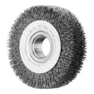 PFERD TOOLS POS Rundbürste breit ungezopft RBU Ø100x28xvariable Bohrung Stahl-Draht-Ø0,30 Schleifbock