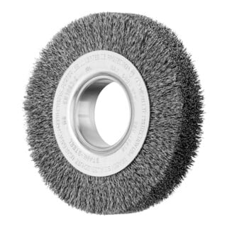 PFERD TOOLS POS Rundbürste breit ungezopft RBU Ø150x38xvariable Bohrung Stahl-Draht-Ø0,30 Schleifbock