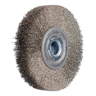 PFERD TOOLS POS Rundbürste breit ungezopft RBU Ø200x38xvariable Bohrung Edelstahl-Draht-Ø0,30 Schleifbock