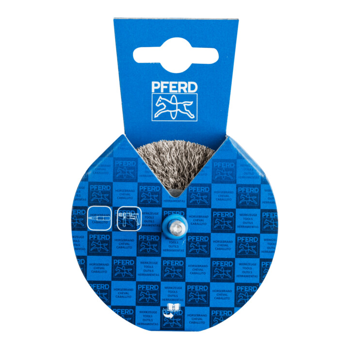 PFERD TOOLS POS Rundbürste ungezopft RBU Ø70x15 mm Schaft-Ø6 mm Edelstahl-Draht-Ø0,30 (10)